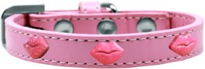 Pink Glitter Lips Widget Dog Collar