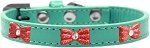 Red Glitter Bow Widget Dog Collar (size: Aqua Size 16)