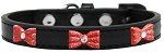 Red Glitter Bow Widget Dog Collar (size: Black Size 16)