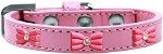 Pink Glitter Bow Widget Dog Collar (size: Light Pink Size 16)