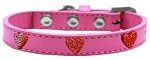 Red Glitter Heart Widget Dog Collar (size: Bright Pink Size 16)