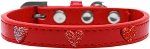 Red Glitter Heart Widget Dog Collar (size: Red Size 16)