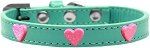 Pink Glitter Heart Widget Dog Collar (size: Aqua Size 16)