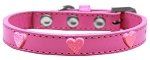 Pink Glitter Heart Widget Dog Collar (size: Bright Pink Size 16)