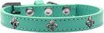 Silver Fleur De Lis Widget Dog Collar (size: Aqua Size 16)