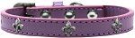 Silver Fleur De Lis Widget Dog Collar (size: Lavender Size 16)