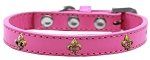 Bronze Fleur De Lis Widget Dog Collar (size: Bright Pink Size 16)