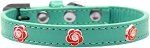 Red Rose Widget Dog Collar (size: Aqua Size 16)